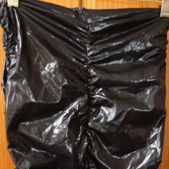 Shein Black Liquid Booty Scrunch Leggings High Shine Stretch Y2K Activewear - Picture 6 of 6